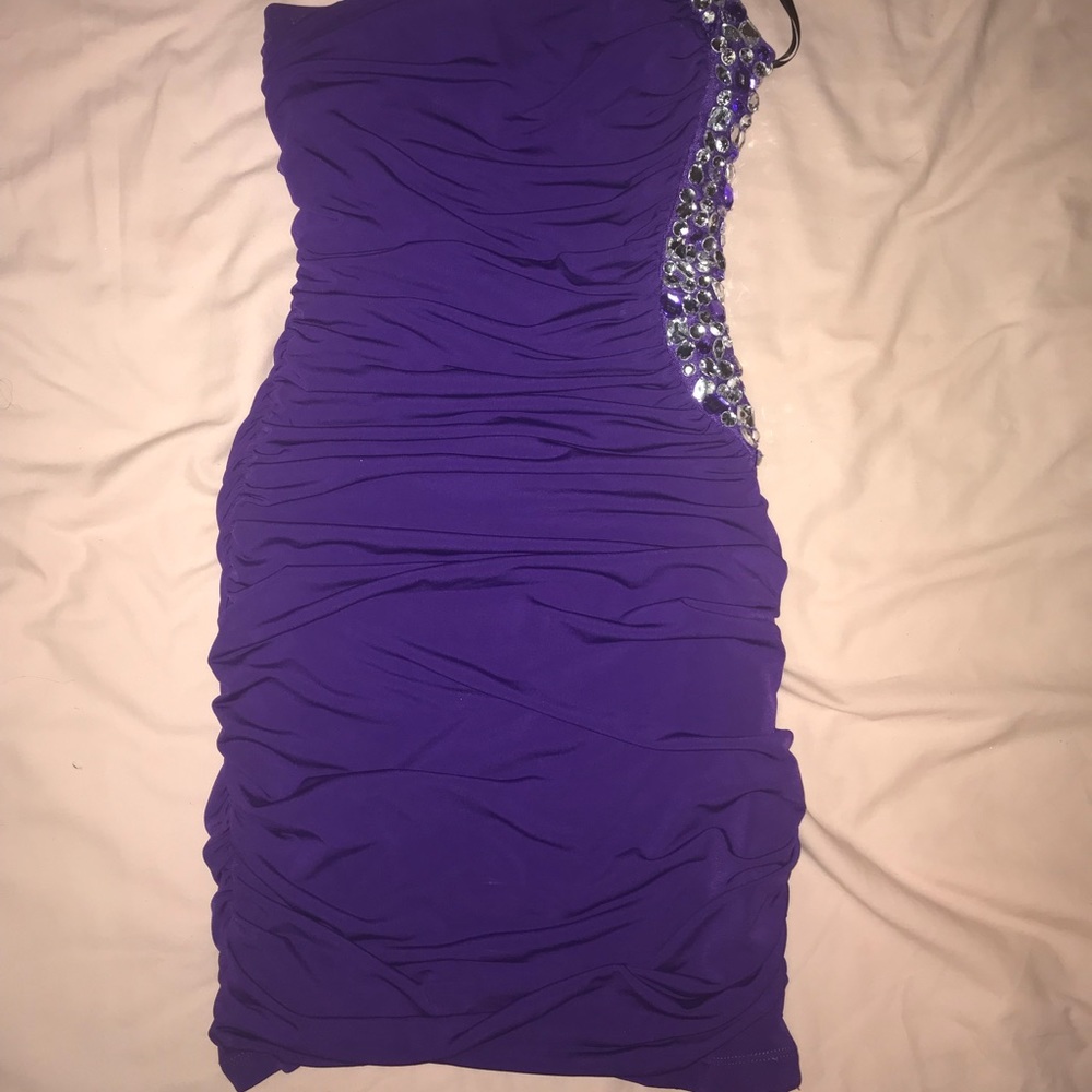 Purple one shoulder dress
